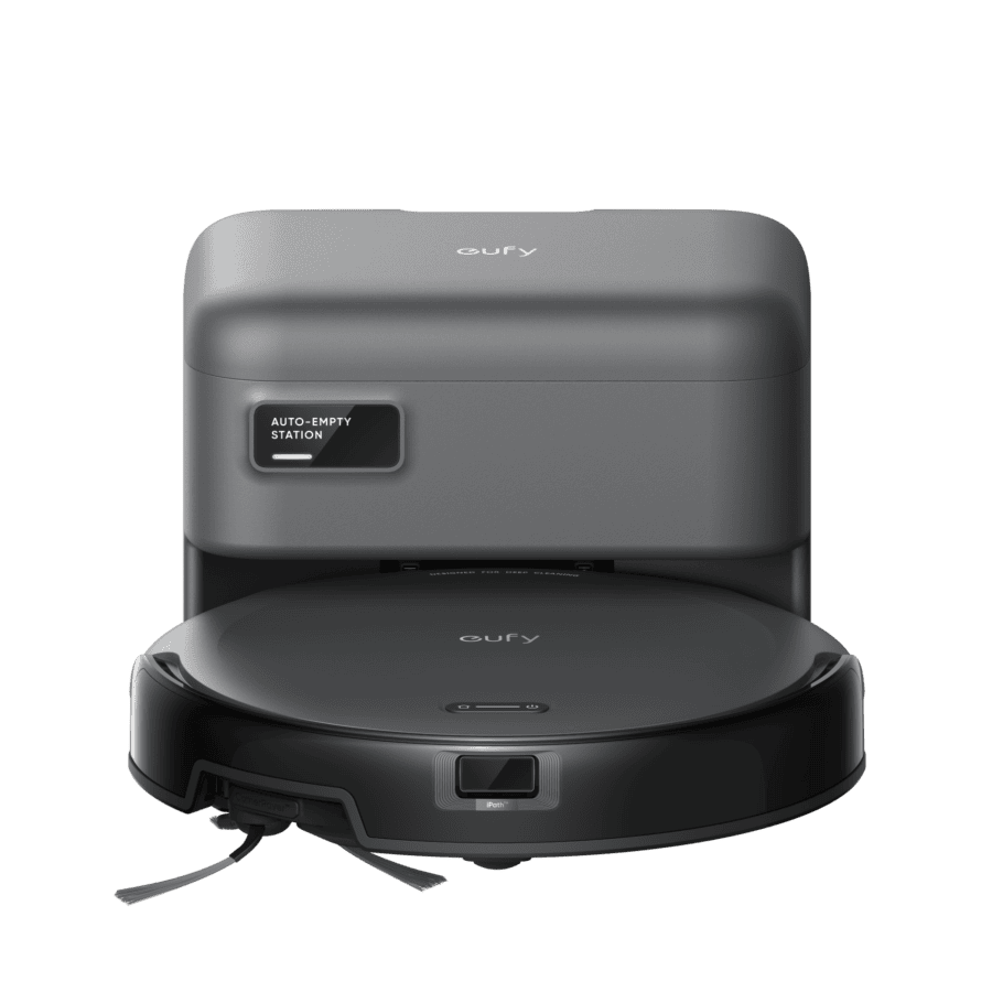 Aspirateur robot eufy C10 avec sa station de vidage
